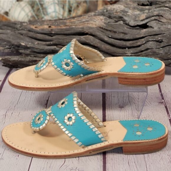 Jack Rogers Jacks Flat Turquoise Sandals - Picture 4 of 8